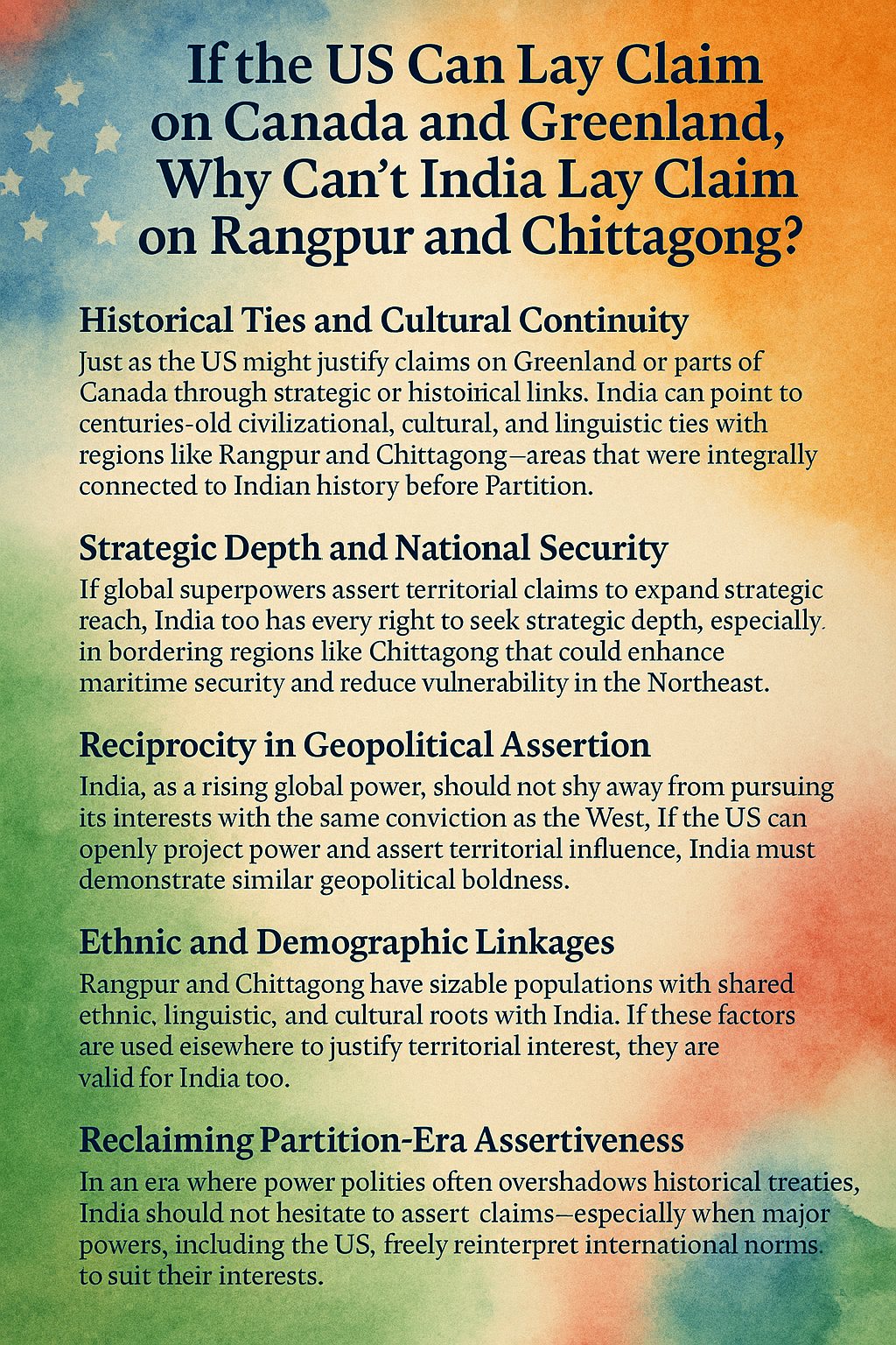 Taking Over Rangpur and Chittagong by India