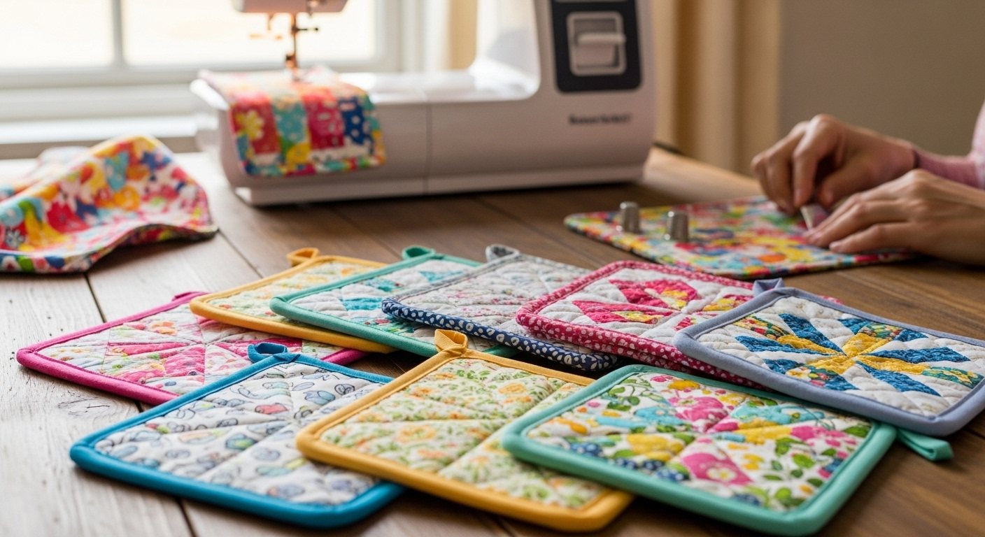 creative handicraft : Stitch by Stitch: Crafting Potholders from Scrap Fabrics for Modern Living