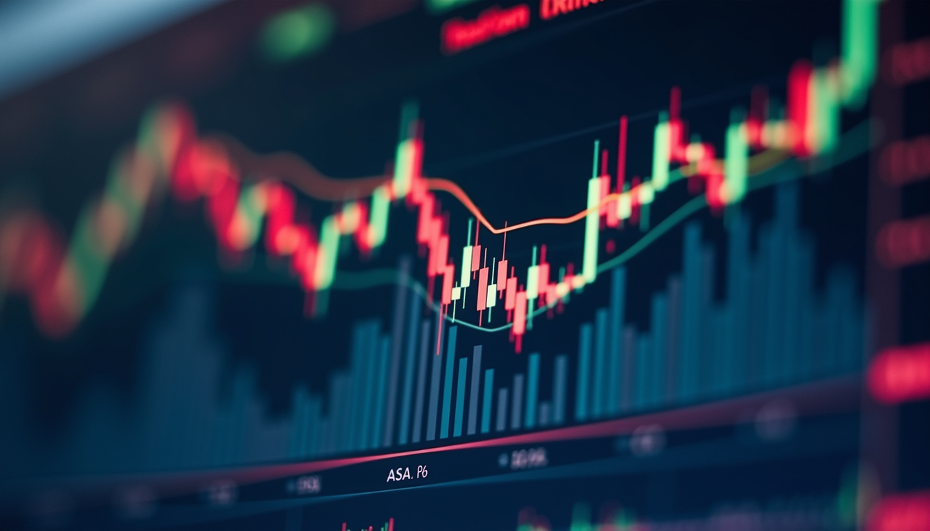 High angle view of a stock market chart