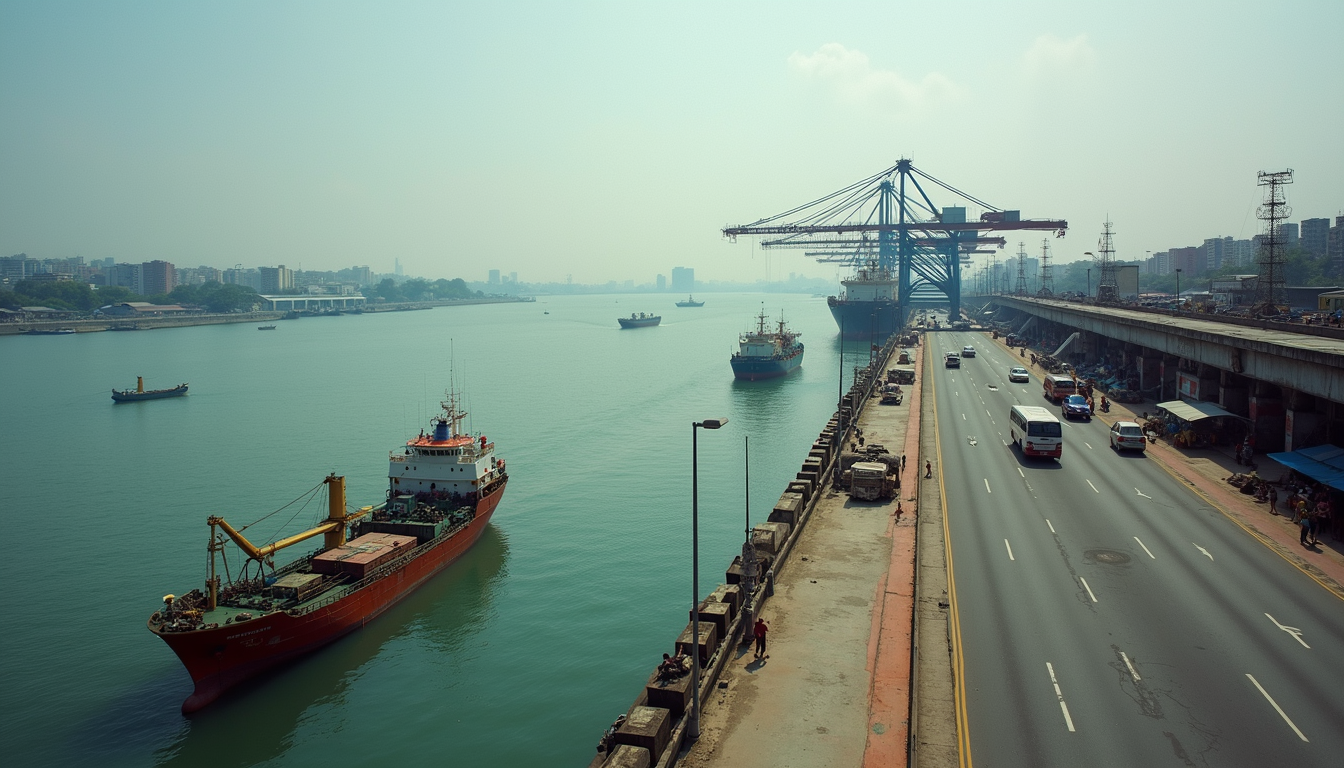 Wide angle view of Chittagong port bustling with activity - Taking Over Rangpur and Chittagong by India: Top 10 Concerns that India must be worried about and need to act ASAP