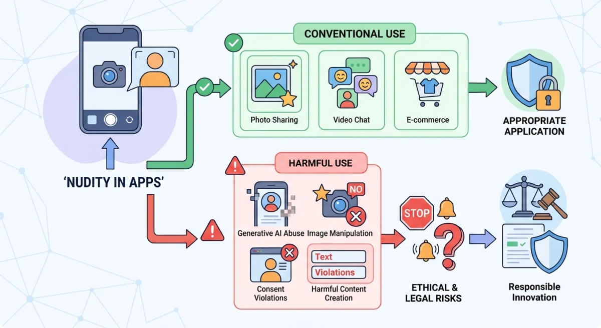 Visual explanation for Synthetic Ethics: The EU AI Omnibus and the War on 'Nudifiers': nudity in apps