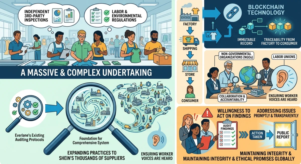 Shein Everlane deal visual explanation showing Rigorous auditing is essential to ensure that ethical standards are maintained across the entire supply chain. The new corporate structure must implement independent third-party inspections to verify compliance with labor and environmental regulations today. Everlane’s existing auditing protocols could serve as a foundation for a more comprehensive system. Expanding these practices to include Shein’s thousands of suppliers will be a massive and highly complex undertaking for the team. Technology like blockchain can provide an immutable record of a garment’s journey from factory to consumer. This level of traceability is becoming increasingly important for brands that claim to operate ethically and transparently now. Collaboration with non-governmental organizations and labor unions can also enhance the credibility of auditing. Engaging with external stakeholders provides an additional layer of accountability and ensures that worker voices are heard and respected properly. Ultimately, the effectiveness of auditing depends on the company’s willingness to act on the findings. Addressing issues promptly and transparently is crucial for maintaining the integrity of the brand and its ethical promises globally.